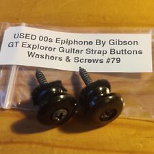 Used 00s Epiphone By Gibson GT Explorer Black Mushroom Guitar Strap Buttons #79