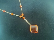  Vintage Atractive 9ct Gold Necklace - Mexican Fire Opal STYLE & Art Deco DESIGN