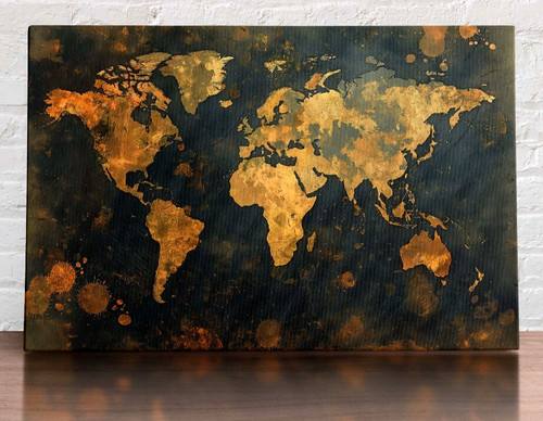 Large framed world - map, canvas