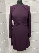 Whistles Purple Short Fitted Lace Detail Long Sleeve Dress Size 8 PT