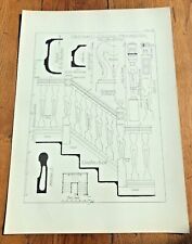 1902 large measured drawing print ! old oak staircase chethams college. plate 99