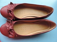 Hotter Jewel Size 5.5 UK Boxed Cherry Red Leather Shoes Comfort Flats
