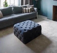 Beautiful Blue Velvet Ottoman