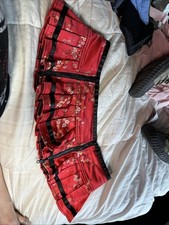 Living Dead Souls Womens Red Brocade Micro Skirt Gothic Halloween Size L