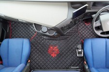 TRUCK ECO LEATHER FLOOR MATS SET- BLACK FIT VOLVO FH 5  2021+ [TWIN AIR SEATS]