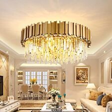 Modern Crystal Ceiling Light,9*E14 Light,Round Chandelier for Living Room(Gold)