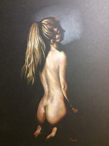 Original art drawing nude noir - original,