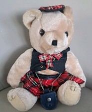 Scottish Teddy Bear Tartan Kilt Plush Soft Cuddly Toy.