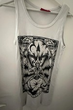 Darkside Clothing Size XL Baphomet White Sleeveless Tank Top Graphic Print Goth 