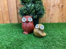 Christmas Gift Garden Ceramic Owls Bird Decor in/out Red Brown OWL - ELM RR