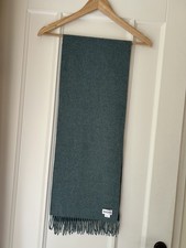 Brora 100% Cashmere Green / Grey Marl Fringed Scarf