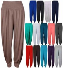 Womens Plain Harem Trousers Pants Ali Baba Leggings Baggy Aladin Boho Hippy 8-26