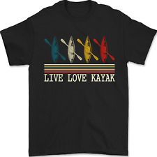 Live Love Kayak Retro Kayaking Design Mens T-Shirt 100% Cotton