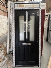 Brand New Black Composite Front Door. White Inside. 985 X 2030/2300 Mm