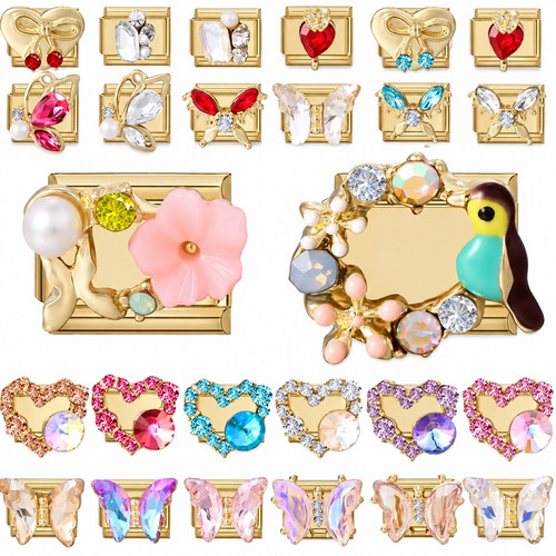 Gold zircon italian charms - gold,