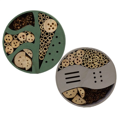 Round wooden insect hotel - wooden,