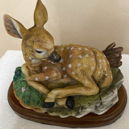 Vintage ceramic sitting fawn - vintage,