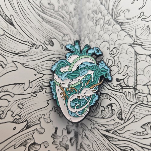 Dragon heart enamel pin - dragon,