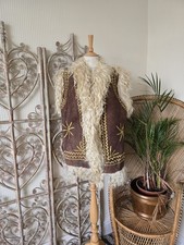 Vintage embroidered sheepskin