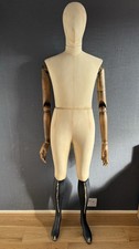 Adjustable Male Mannequin, Linen Covered, Wooden, Articulated Arms