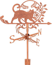 Cat and Butterfly Weather Vane Flowers Metal Weathervanes Animals Windvanes Copp