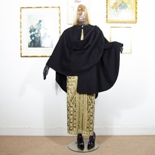 Vintage 1960s Black Wool Cape – Dramatic Swing Silhouette with Frog Fastening