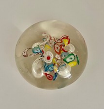 Paperweight, Glass, Ribbon Millefiori Multi Coloured Vintage