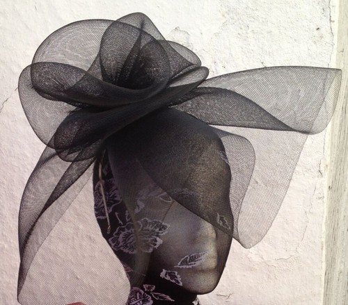 Black crin fascinator - black, headband