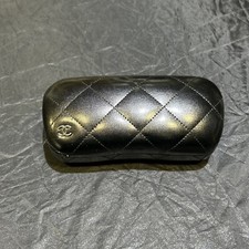 Chanel, Black Quilt Padded Sunglasses Case CC Logo Large