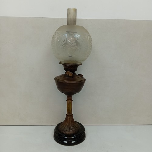 Victorian oil lamp 62cm etched - lamp,
