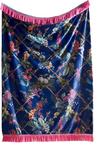 Sapphire blue floral throw - sapphire,