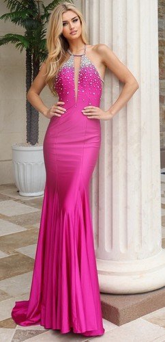 Jovani 48123a fuchsia halter - 48123a,