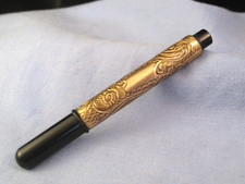 RARE ANTIQUE ROLLED GOLD S&D THE LITTLE BLACK CAP POCKET FOUNTAIN PEN & GOLD NIB