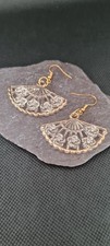 Hollowed-Out, Fan Shaped, Resin, Hand Made Earrings, Drop Dangle