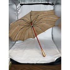 ANTIQUE VICTORIAN PARASOL PINK ORANGE YELLOW BLUE STRIPED MARBILIZED HANDLE