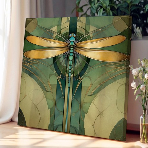 Dragonfly art deco canvas - art, wall