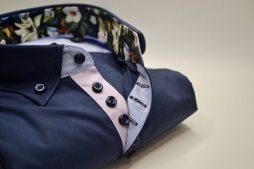 Men navy shirt with pink - navy,