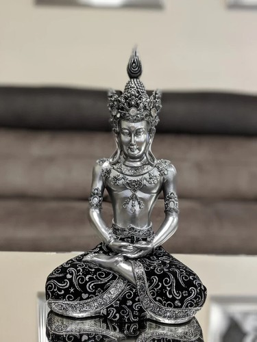 Silver black thai head dress - black,