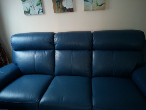 Dfs blue leather seater - leather, 3