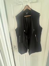 Lined Waistcoat Waterfall Style Size 20 Black