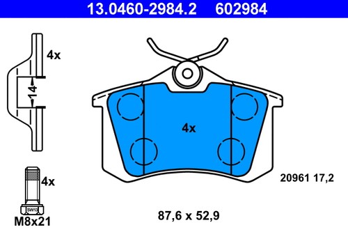 Rear brake pad set disc - rear,