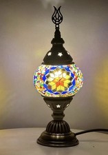 Turkish Moroccan Mosaic Lamp Tiffany Glass Desk Table Lamp Free Bulb & Shipping