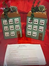 Home Reflections Set of two houses with Faux Succulents