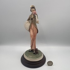 *VITTORIO TESSARO FIGURINE LADY & DOG ADL ART DECO VINTAGE HAND PAINTED ITALY*