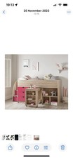 Mid Sleeper Kids Bed Cabin with Drawers and Shelves Storage Bed Frame