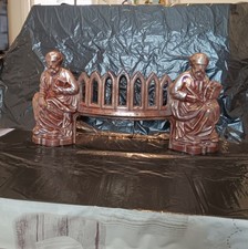 FIREPLACE VINTAGE FRET GUARD DAMPENER DUST GRILL APOSTLES CARNIVAL LUSTRE ENAMEL