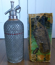 Original Vintage Wire Mesh & Glass Sparklets of London Type D Soda Syphon & BOX!