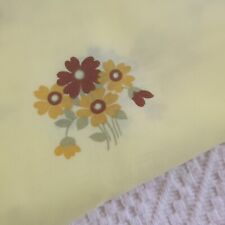 Vintage Flat Sheet Double Yellow Brown Flower Floral 60s 70s New Unused