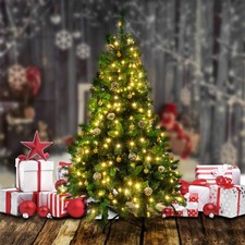 6ft Green Pre-Lit Artificial Christmas Tree Warm White LED Lights New Xmas