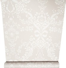 Taupe Floral Wallpaper Damask Butterfly Bows Feature Wall Bedroom Lounge Office